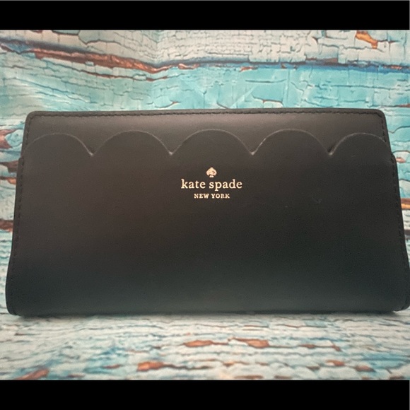 kate spade Handbags - Kate Spade scalloped wallet. 3 section. EUC!